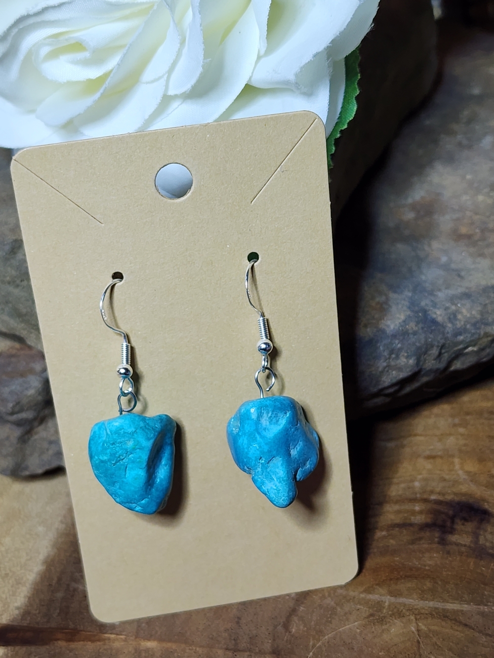 23. Faux Turquoise Dangle Stone Earrings